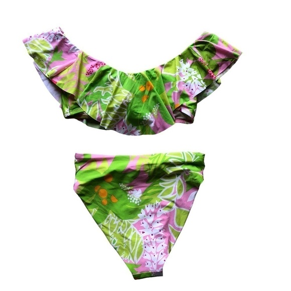 Trina Turk La Palma Ruffled Bandeau High And Waist Bikini Both Size 6 - Picture 6 of 15